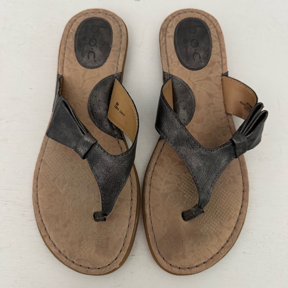 BOC‎ Born Flip Flop Thong Bow Comfort Sandals Pewter Size 8 - Picture 3 of 11